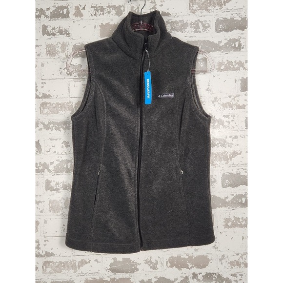 Columbia Benton Springs Vest‎ Womens Small Charcoal Gray Full Zip Pockets - Picture 1 of 12